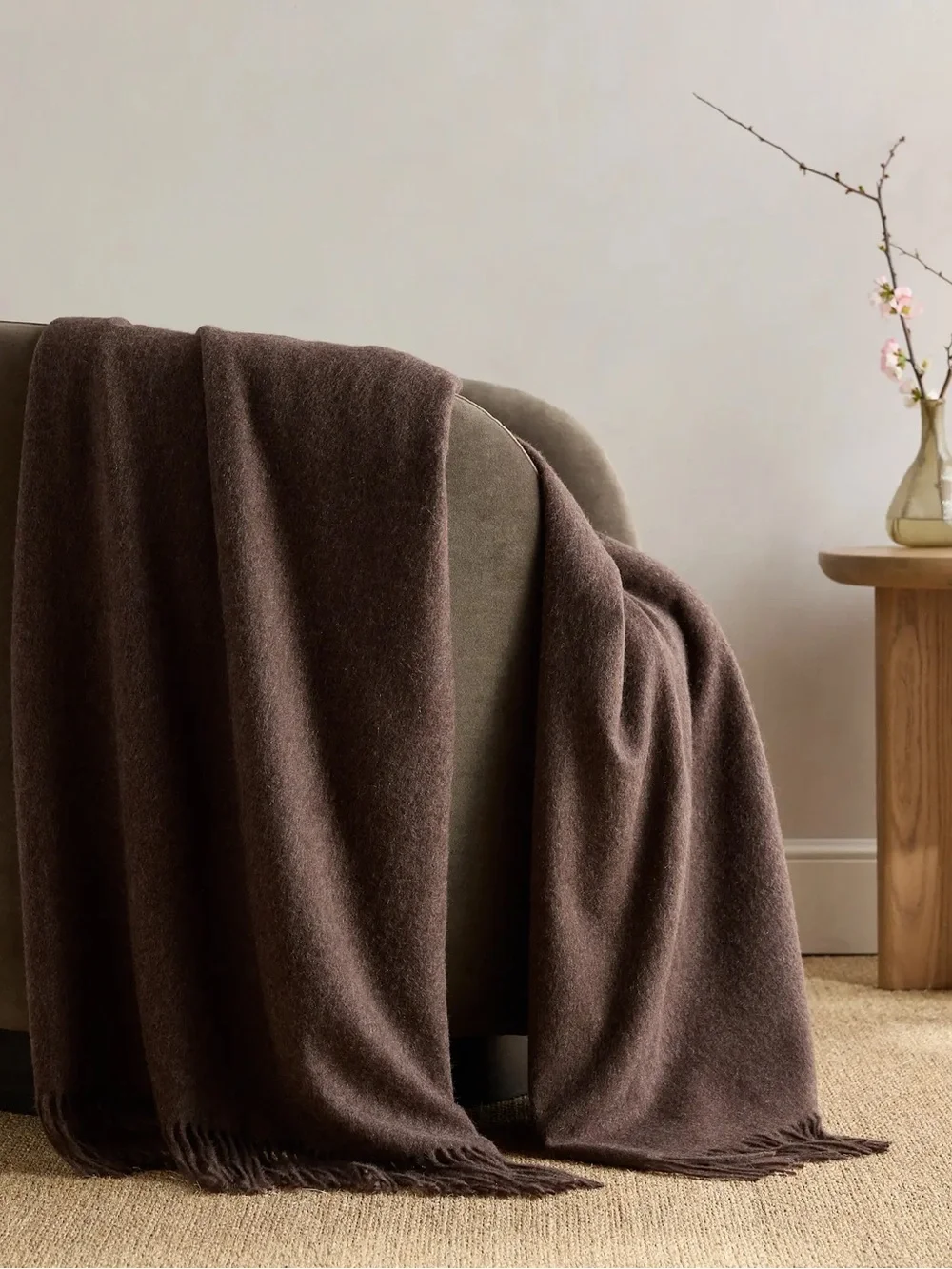Quince Mongolian Cashmere Throw - Heather Truffle Brown - 60x80